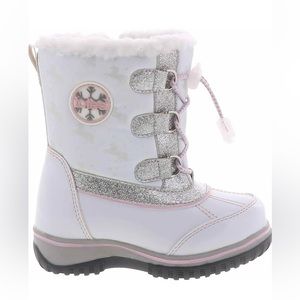 Totes Toddler White & Sparkle Waterproof Boots